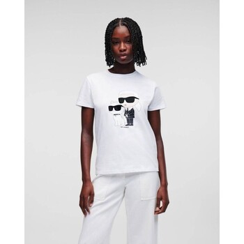 tekstylia Damskie T-shirty i Koszulki polo Karl Lagerfeld 230W1704 IKONIC 2.0 Biały