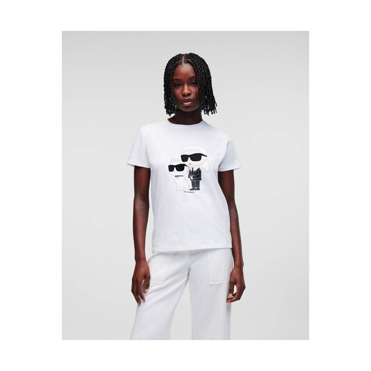 tekstylia Damskie T-shirty i Koszulki polo Karl Lagerfeld 230W1704 IKONIC 2.0 Biały