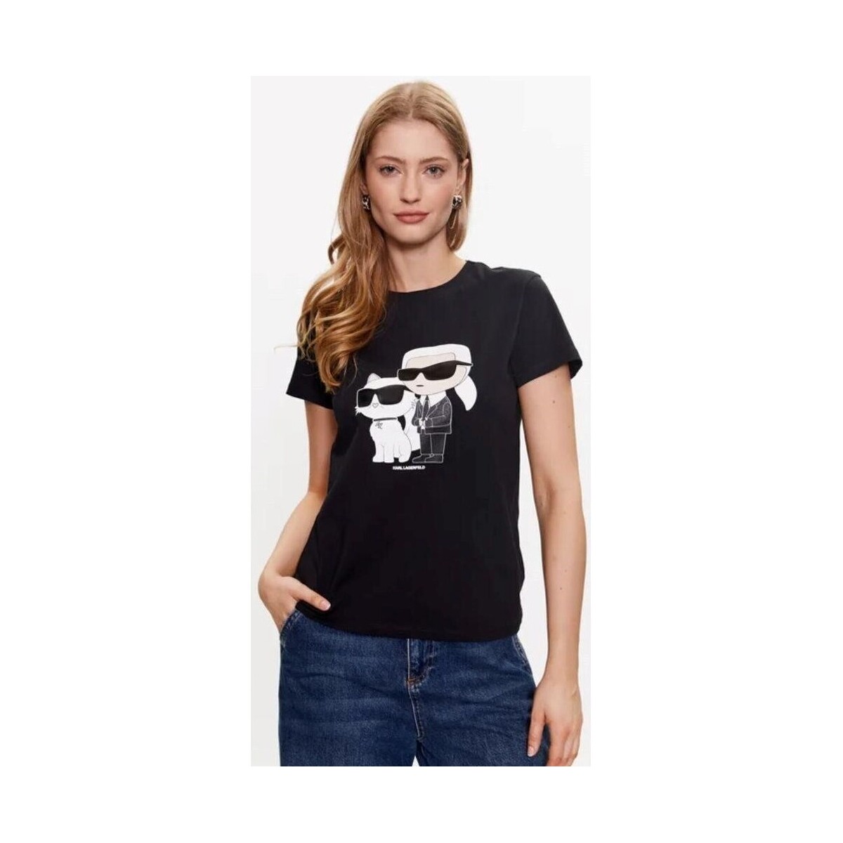 tekstylia Damskie T-shirty i Koszulki polo Karl Lagerfeld 230W1704 IKONIC 2.0 Czarny