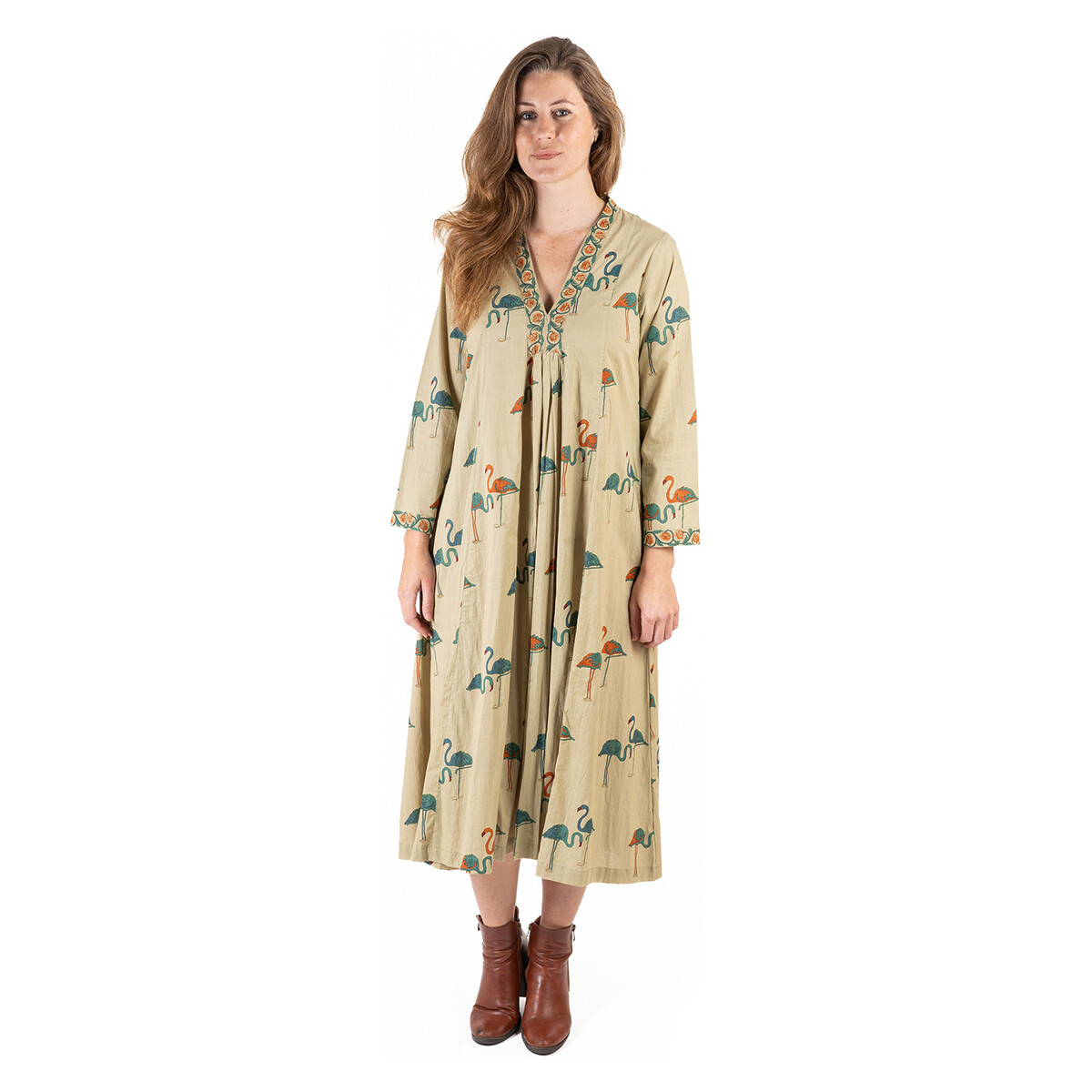 tekstylia Damskie Sukienki długie Isla Bonita By Sigris Długa Sukienka Midi Beżowy