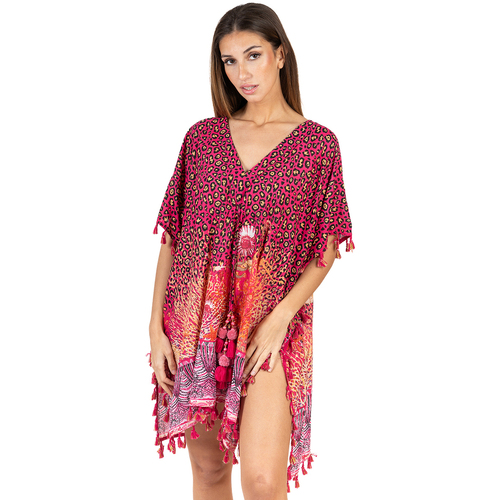 tekstylia Damskie Sukienki Isla Bonita By Sigris Kaftan Różowy