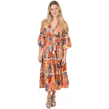 tekstylia Damskie Sukienki długie Isla Bonita By Sigris Długa Sukienka Midi Pomarańczowy