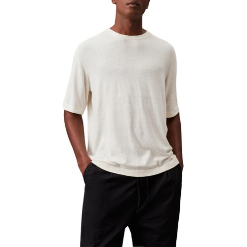 tekstylia Męskie Koszulki polo z długim rękawem Calvin Klein Jeans K10K112852 Biały