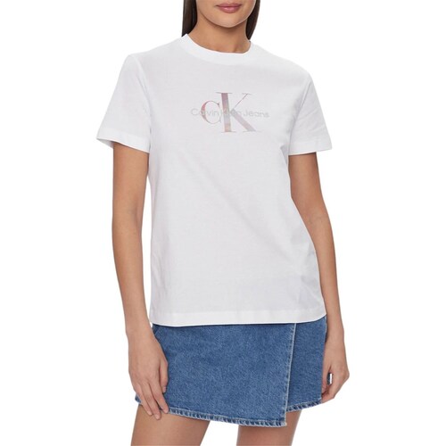 tekstylia Damskie Koszulki polo z długim rękawem Calvin Klein Jeans J20J223264 Biały