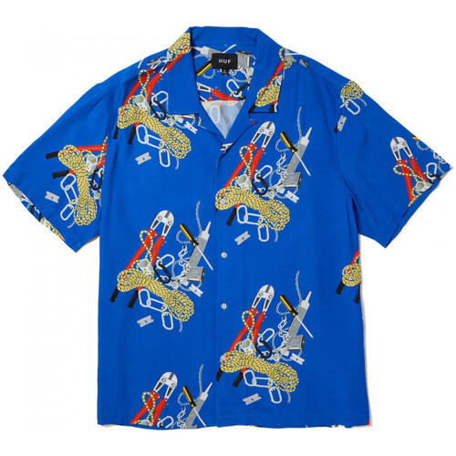tekstylia Męskie Koszule z długim rękawem Huf Chemise skidrokyo ss resort top Niebieski