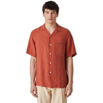 tekstylia Męskie Koszule z długim rękawem Portuguese Flannel Linen Camp Collar Shirt - Terracota Czerwony
