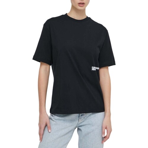 tekstylia Damskie Koszulki polo z długim rękawem Karl Lagerfeld 241J1707 Czarny