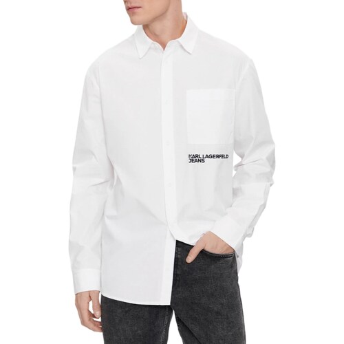 tekstylia Męskie Koszule z długim rękawem Karl Lagerfeld 240D1601-FF Biały