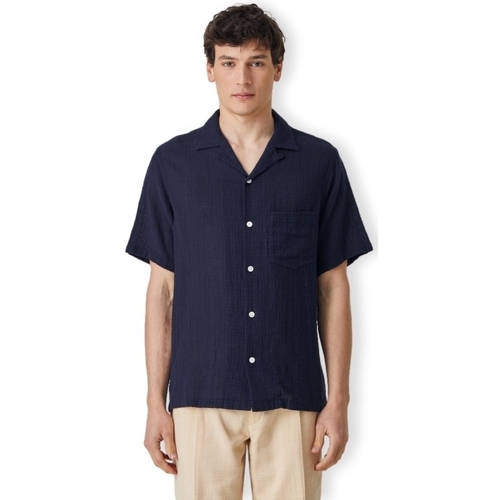 tekstylia Męskie Koszule z długim rękawem Portuguese Flannel Grain Shirt - Navy Niebieski