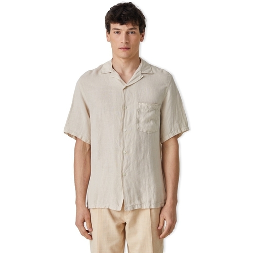 tekstylia Męskie Koszule z długim rękawem Portuguese Flannel Linen Camp Collar Shirt - Raw Beżowy