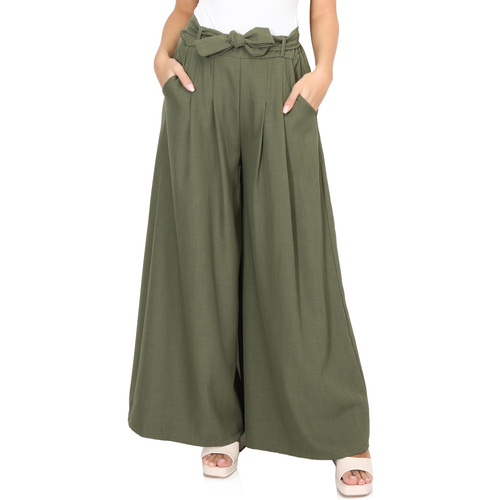 tekstylia Damskie Spodnie z lejącej tkaniny / Alladynki La Modeuse 70792_P165680 Zielony