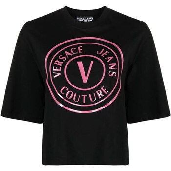 tekstylia Damskie Koszulki polo z długim rękawem Versace Jeans Couture 76HAHG05-CJ00G Czarny