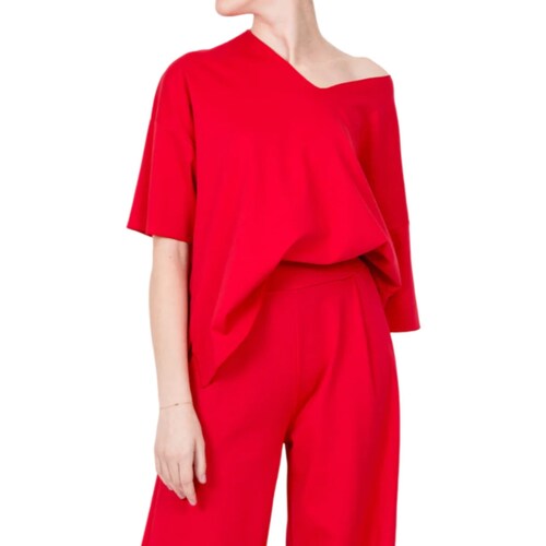tekstylia Damskie Koszulki polo z długim rękawem Vicolo TB0907 Czerwony