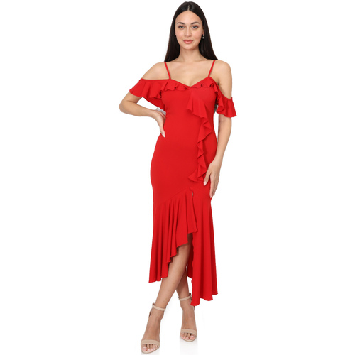 tekstylia Damskie Sukienki La Modeuse 70565_P165024 Czerwony