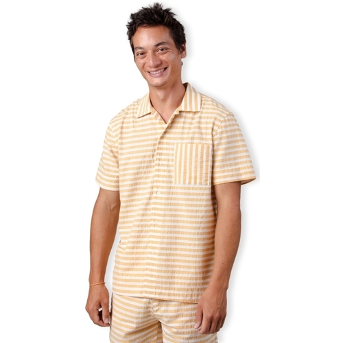 tekstylia Męskie Koszule z długim rękawem Brava Fabrics Stripes Overshirt - Sand Żółty
