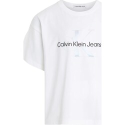 tekstylia Dziewczynka T-shirty z krótkim rękawem Calvin Klein Jeans IG0IG02434 Biały