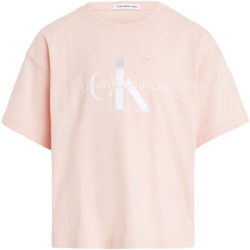 tekstylia Dziewczynka T-shirty z krótkim rękawem Calvin Klein Jeans IG0IG02434 Różowy