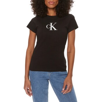 tekstylia Damskie Koszulki polo z długim rękawem Calvin Klein Jeans J20J222343 Czarny