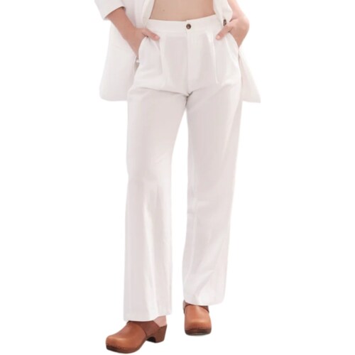 tekstylia Damskie Spodnie z pięcioma kieszeniami White Wise WW29137 Biały