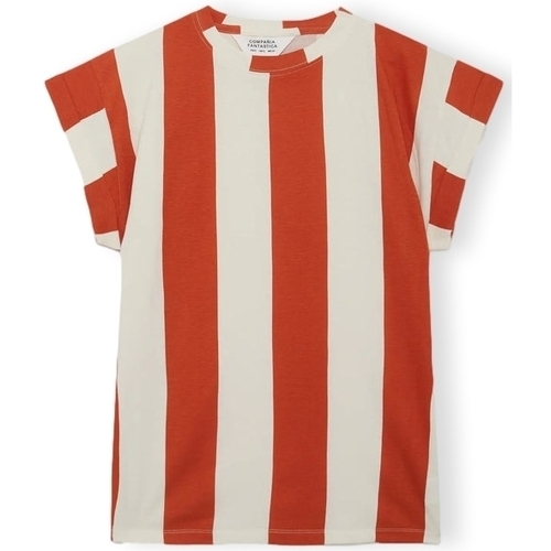 tekstylia Damskie Bluzy Compania Fantastica COMPAÑIA FANTÁSTICA T-shirt 42103 - White/Rust Pomarańczowy