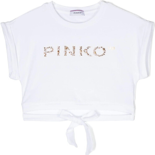 tekstylia Damskie Jeansy 3/4 & 7/8 Pinko PINKO UP T-SHIRT CROPPED CON STRASS Art. S4PIJGTH030 