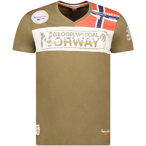 tekstylia Męskie T-shirty z krótkim rękawem Geographical Norway SX1130HGN-Kaki Zielony