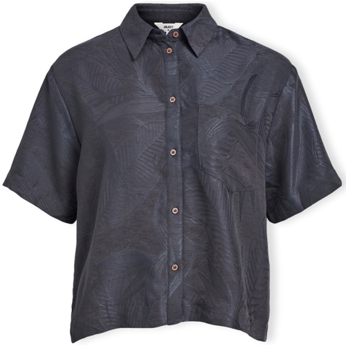 tekstylia Damskie Topy / Bluzki Object Hannima Shirt S/S - Black Czarny