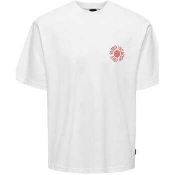 tekstylia Męskie T-shirty z krótkim rękawem Only & Sons  22028751 KASEN Biały