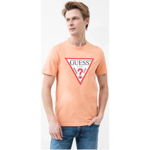tekstylia Męskie T-shirty z krótkim rękawem Guess M2YI71 I3Z14 Pomarańczowy