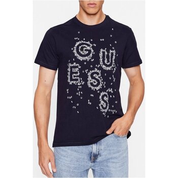 tekstylia Męskie T-shirty z krótkim rękawem Guess M3BI42 K8FQ4 Niebieski