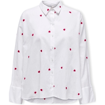 Only New Lina Grace Shirt L/S - Bright White/Heart Biały