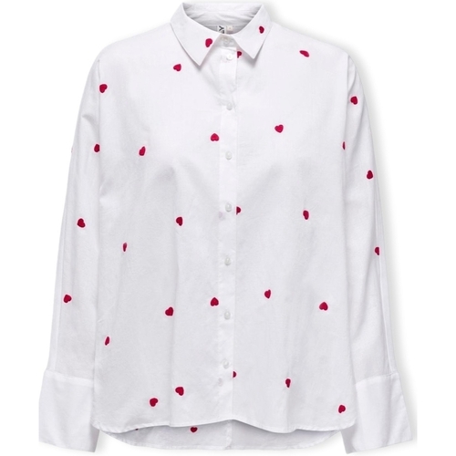 tekstylia Damskie Topy / Bluzki Only New Lina Grace Shirt L/S - Bright White/Heart Biały