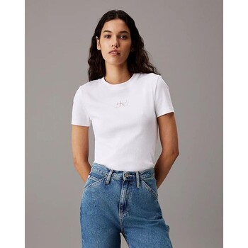 tekstylia Damskie T-shirty z krótkim rękawem Calvin Klein Jeans J20J223552YAF Biały