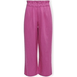 tekstylia Damskie Spodnie Only Solvi-Caro Linen Trousers - Raspberry Rose Różowy