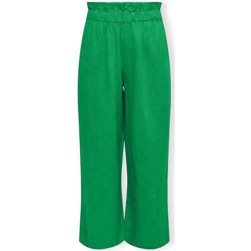 tekstylia Damskie Spodnie Only Solvi-Caro Linen Trousers - Green Bee Zielony