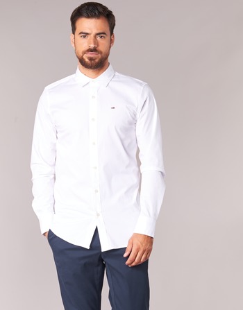 tekstylia Męskie Koszule z długim rękawem Tommy Jeans TJM ORIGINAL STRETCH SHIRT Biały